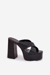Жіночі Сандалі На Платформі І Каблуку Чорні Lenobos