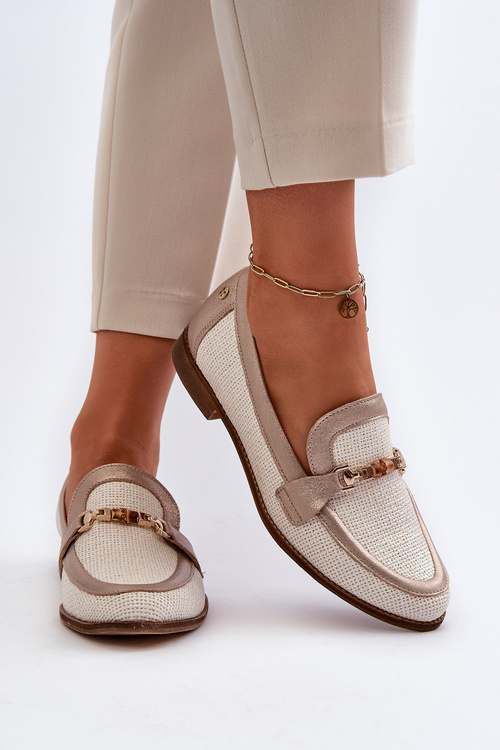 Шкіряні мокасини із золотим орнаментом Maciejka 06442-25 Золото