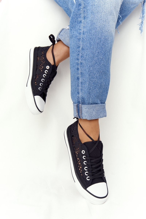 Жіночі мереживні кросівки Кендіс чорні