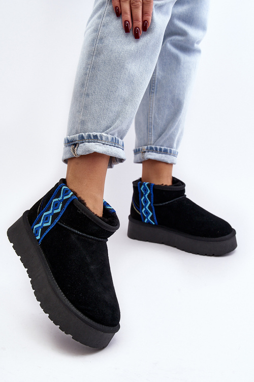 Жіночі снігові черевики на товстій підошві чорного кольору Vebissat