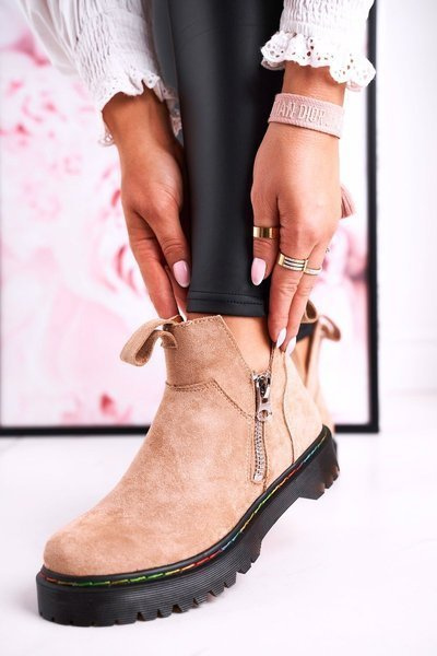 Жіночі черевики челсі з різнокольоровою відстрочкою замшеві бежеві Addison