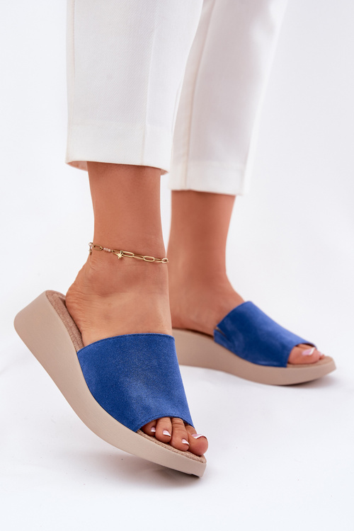 Жіночі Замшеві Сандалі На Каблуку Panto Fino Сині RR267041