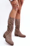 Жіночі замшеві чоботи з мереживним малюнком Cappuccino Sierra