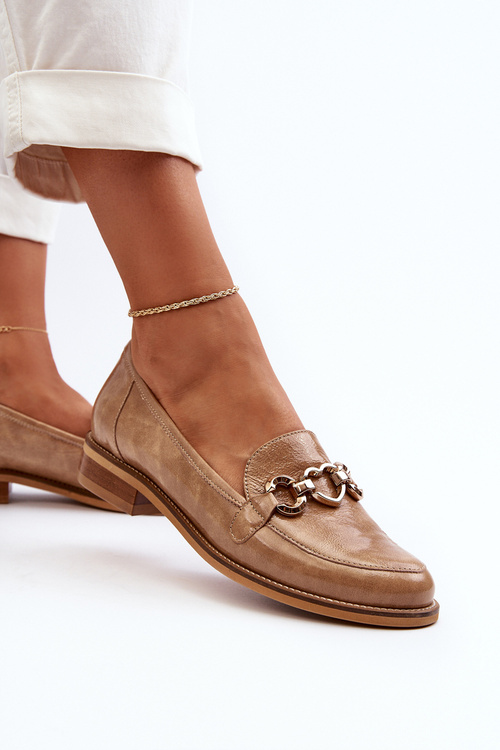 Шкіряні жіночі лакові лофери Laura Messi 2760 Коричневий