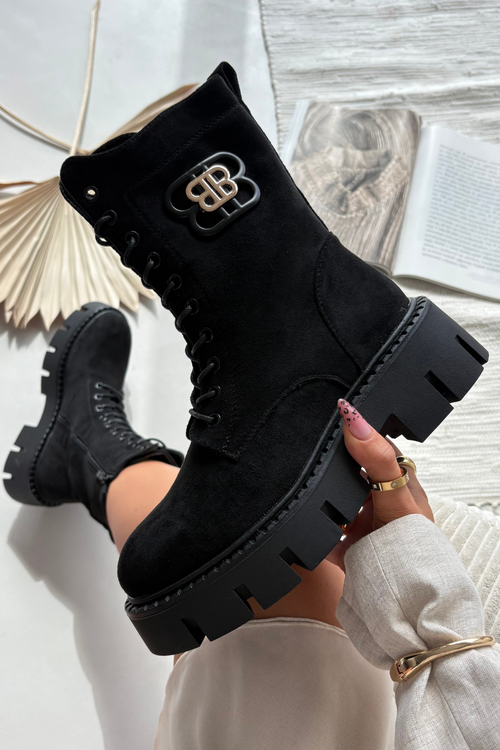 Теплі жіночі робочі чоботи з оздобленням чорні Melisse