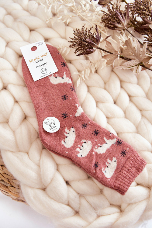 Жіночі вовняні шкарпетки Polar Bear Pink