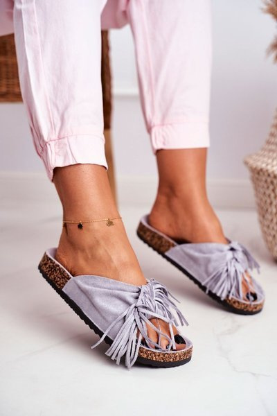 Жіночі сірі шльопанці Tassels Marina