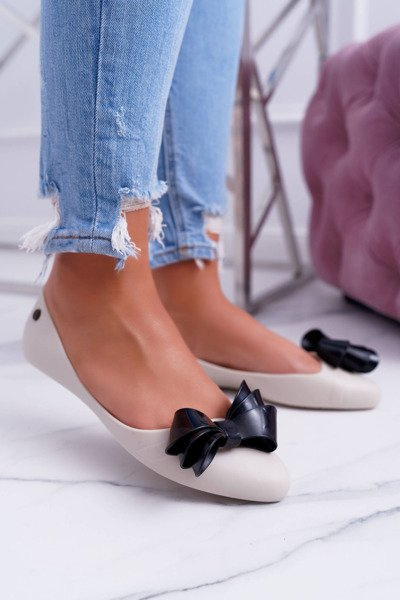 Гумові балетки Lu Boo Beige / Black Meliskirt з великим бантом