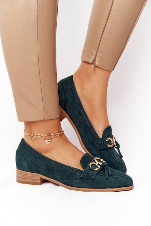 Елегантні жіночі лофери Vinceza 10585 Suede Green