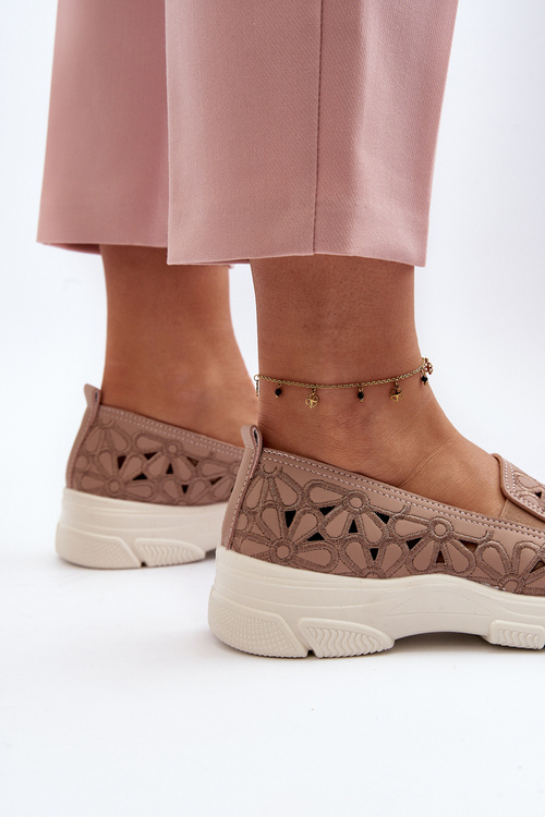 Рожеві жіночі лофери Emilei з вирізом