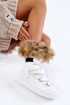 Жіночі зимові черевики на шнурівці з хутром білого кольору Шеннон