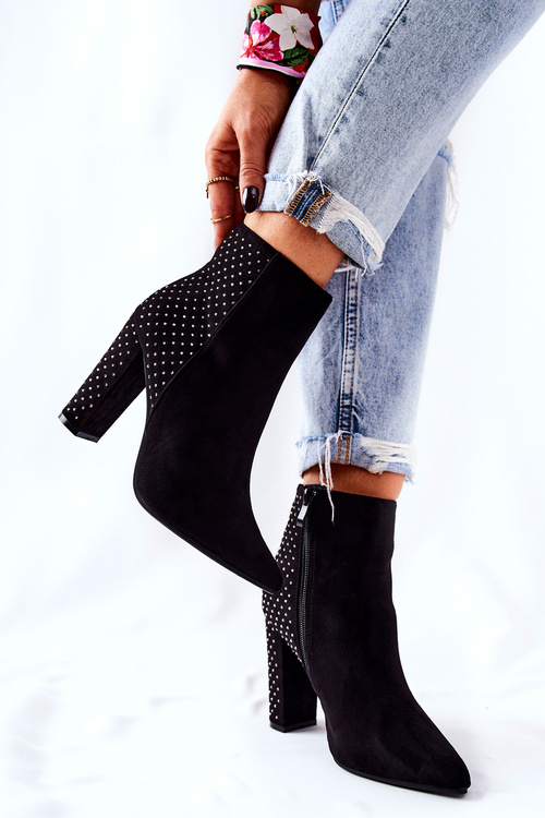 Замшеві чоботи з паєтками Чорні Sorienta