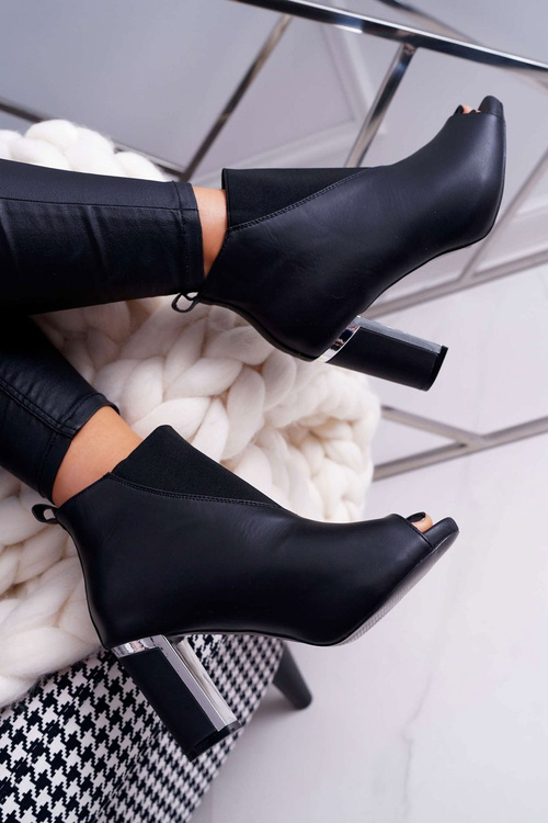 Жіночі чоботи на шпильці з відкритим носком, чорні німецькі