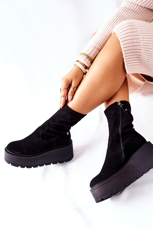 Замшеві черевики на платформі Maciejka Чорні 05319-01