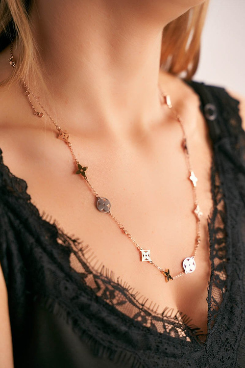 Жіноче золоте намисто ланцюжок конюшина срібло 3 золоті кольори Merci