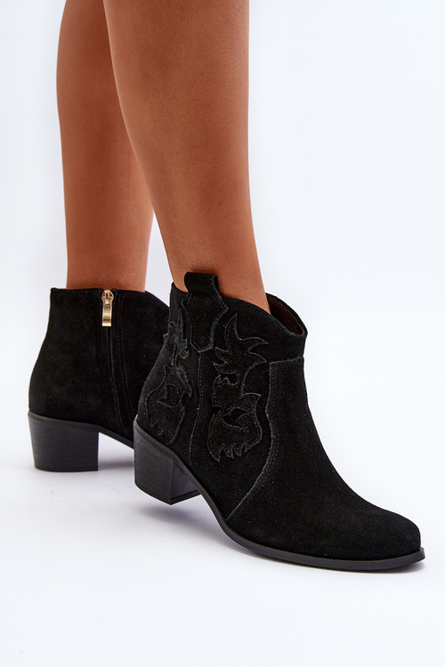 Чорні жіночі замшеві ковбойські чоботи Zazoo 3426