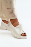 Білі жіночі шкіряні босоніжки з бантом Zazoo 2939