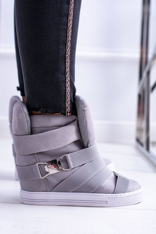 Сірі замшеві кросівки на платформі Lu Boo