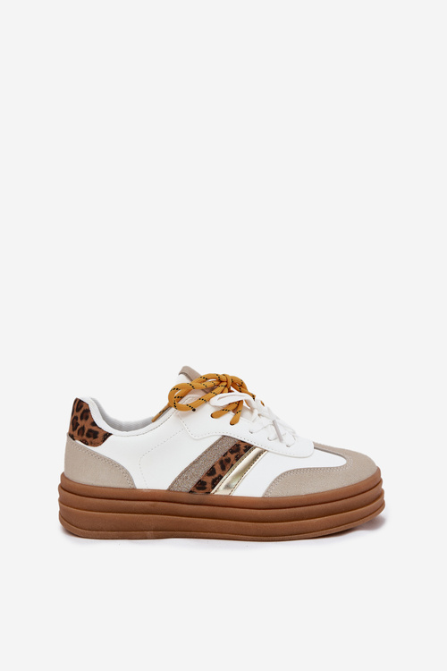 Жіночі Кросівки На Платформі З Подвійним Шнурівкою Леопардові Білі Niteria