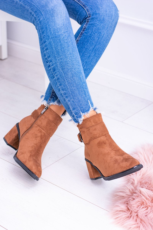 Жіночі верблюжі замшеві черевики на шпильці з пряжкою Evoret