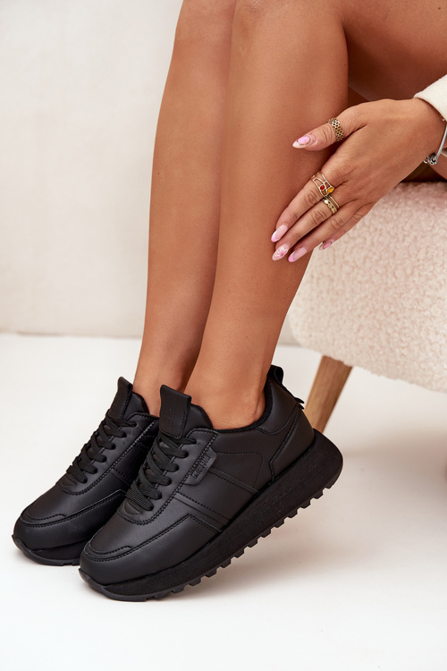 Жіночі Шкіряні Кросівки На Платформі Big Star OO274573 Hi-Poly System Чорні