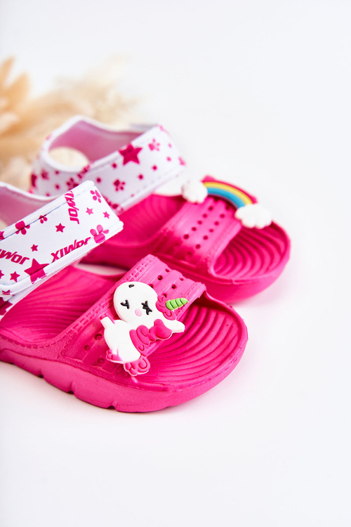 Дитячі світлі босоніжки з декором Темно-рожеві Trusty