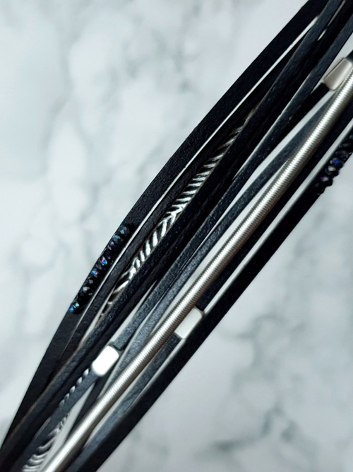 Жіночий рядний браслет широкий чорний Michiko Crystals