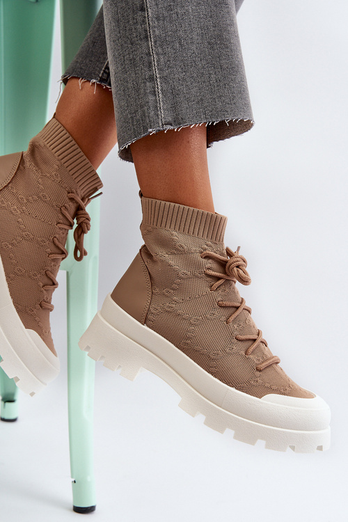 Жіночі чоботи-шкарпетки Solime коричневого кольору