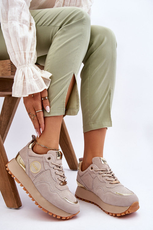 Жіноче замшеве спортивне взуття на платформі GOE LL2N4001 бежевий