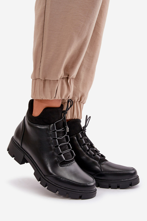 Чоботи жіночі утеплені з еко шкіри чорного кольору Erisabelle