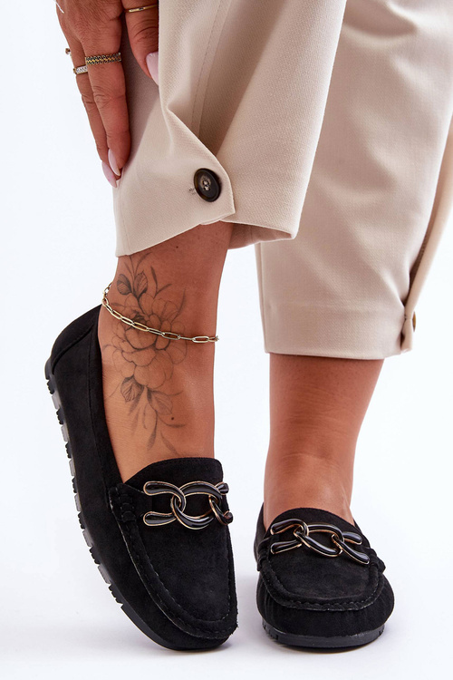 Жіночі замшеві лофери на плоскій підошві Black Appia