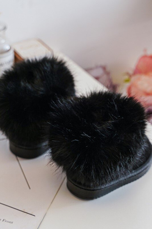 Дитячі утеплені зимові черевики з пухнастим чорним носком