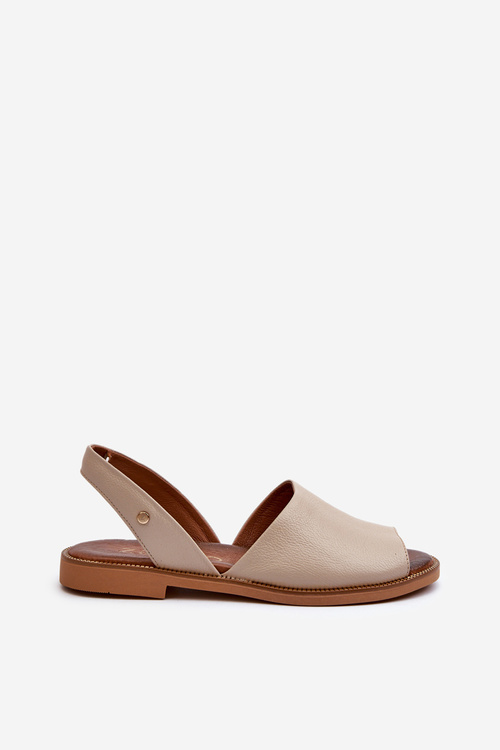 Бежеві шкіряні босоніжки Zazoo 40327