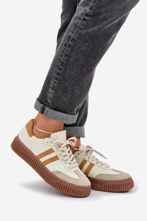 Zazoo N1068S6 Шкіряні Низькі Кросівки Жіночі На Платформі Бежеві