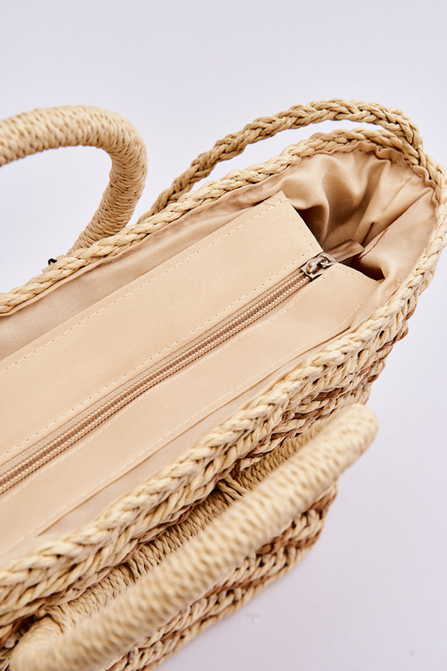 Модна велика сумочка на блискавці бежевого кольору