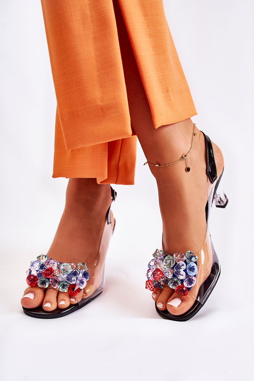 Елегантні босоніжки з кристалами Black Lanette