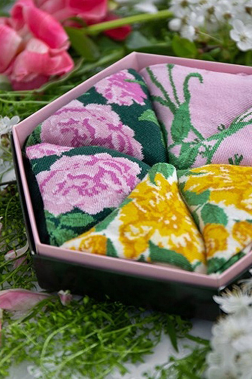 Веселкові шкарпетки з квітами трояндами півоніями бутонами 3 пари