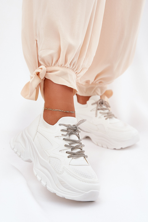 Жіночі Кросівки На Платформі З Декоративним Шнурівкою Білі Evalianne