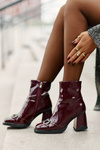 Ботильйони лаковані на каблуці утеплені з декором D&A MR880-021 бордовий