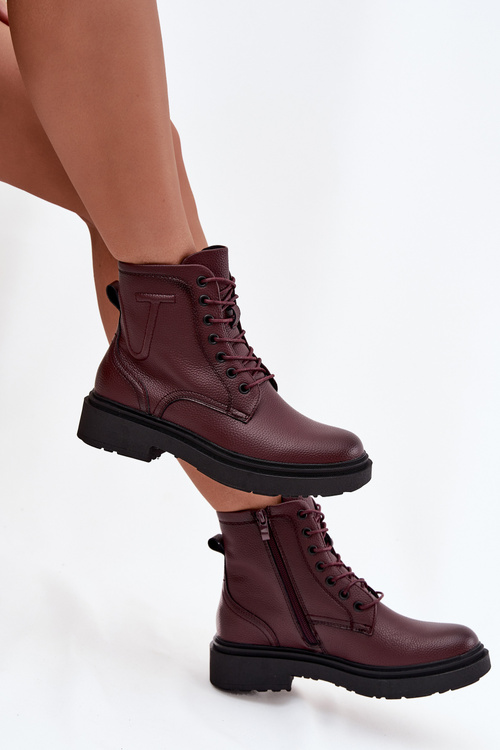 Теплі жіночі ботинки з натуральної шкіри Sergio Leone BT25248-S бордові