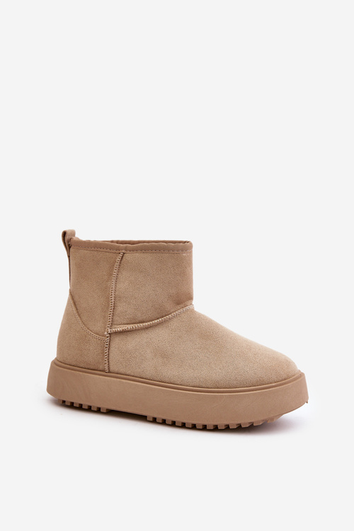 Жіночі зимові черевики на платформі з еко замші бежеві Atteria