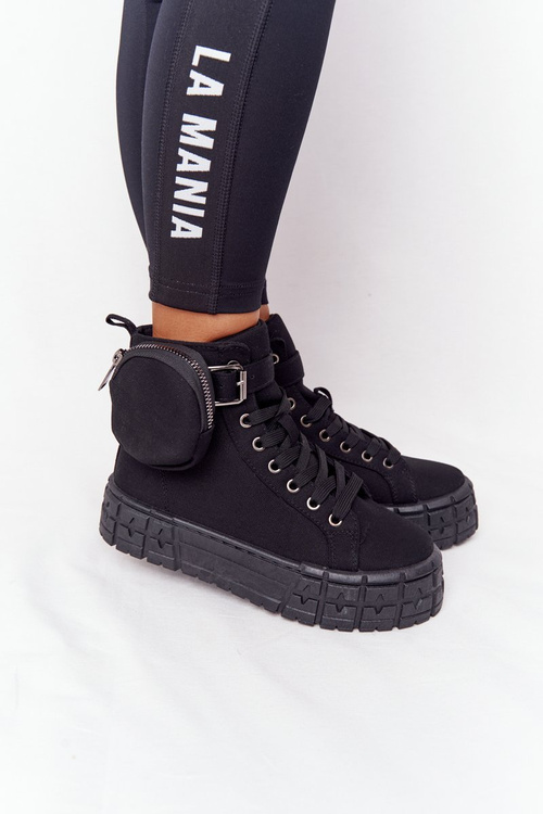 Жіночі кросівки на платформі з сумочкою Чорний попкорн