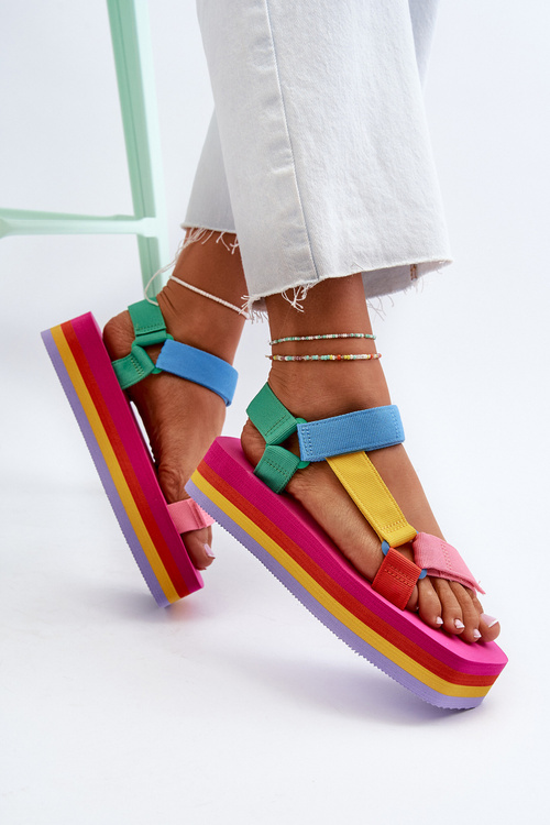 Жіночі босоніжки на платформі різнокольорові Edireda