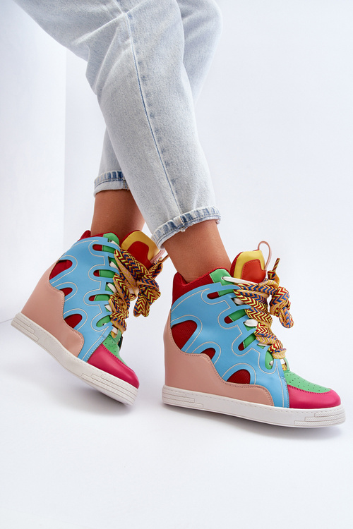 Жіночі кросівки на платформі різнокольорові леопардові