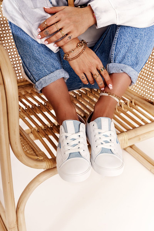 Жіночі шкіряні кросівки із зіркою BIG STAR DD274692 Біло-Сині