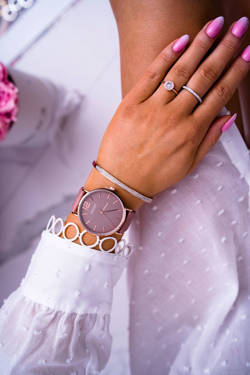 Жіночий годинник Ernest Dark Pink Claire