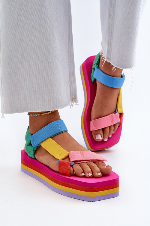 Жіночі босоніжки на платформі різнокольорові Edireda