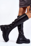 Жіночі шкіряні черевики на платформі Чорні Арета