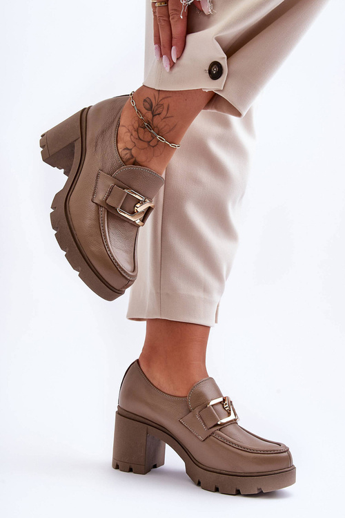 Елегантні туфлі на підборах з декором Harmell темно-бежевого кольору