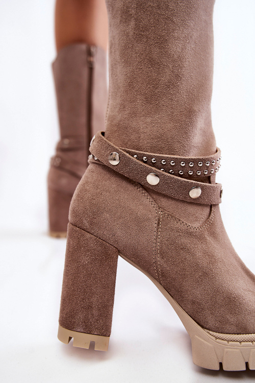 Жіночі високі чоботи на високому каблуці Lewski Shoes 3246 Cappucino